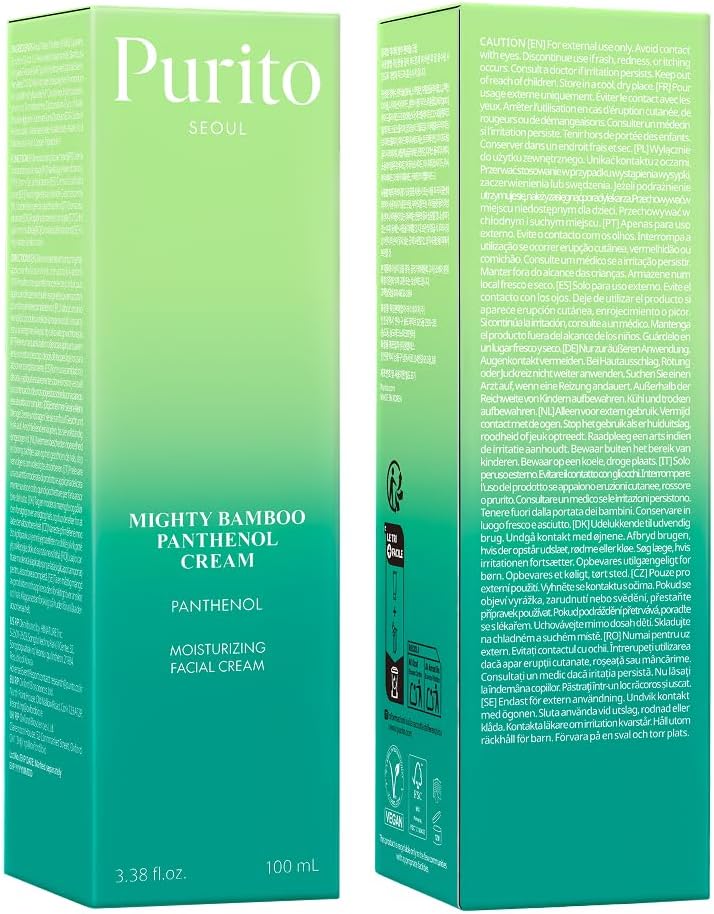 Purito Post-Acne Moisturizer, Recovery & Glow Boost – Mighty Bamboo Panthenol Cream (100ml)
