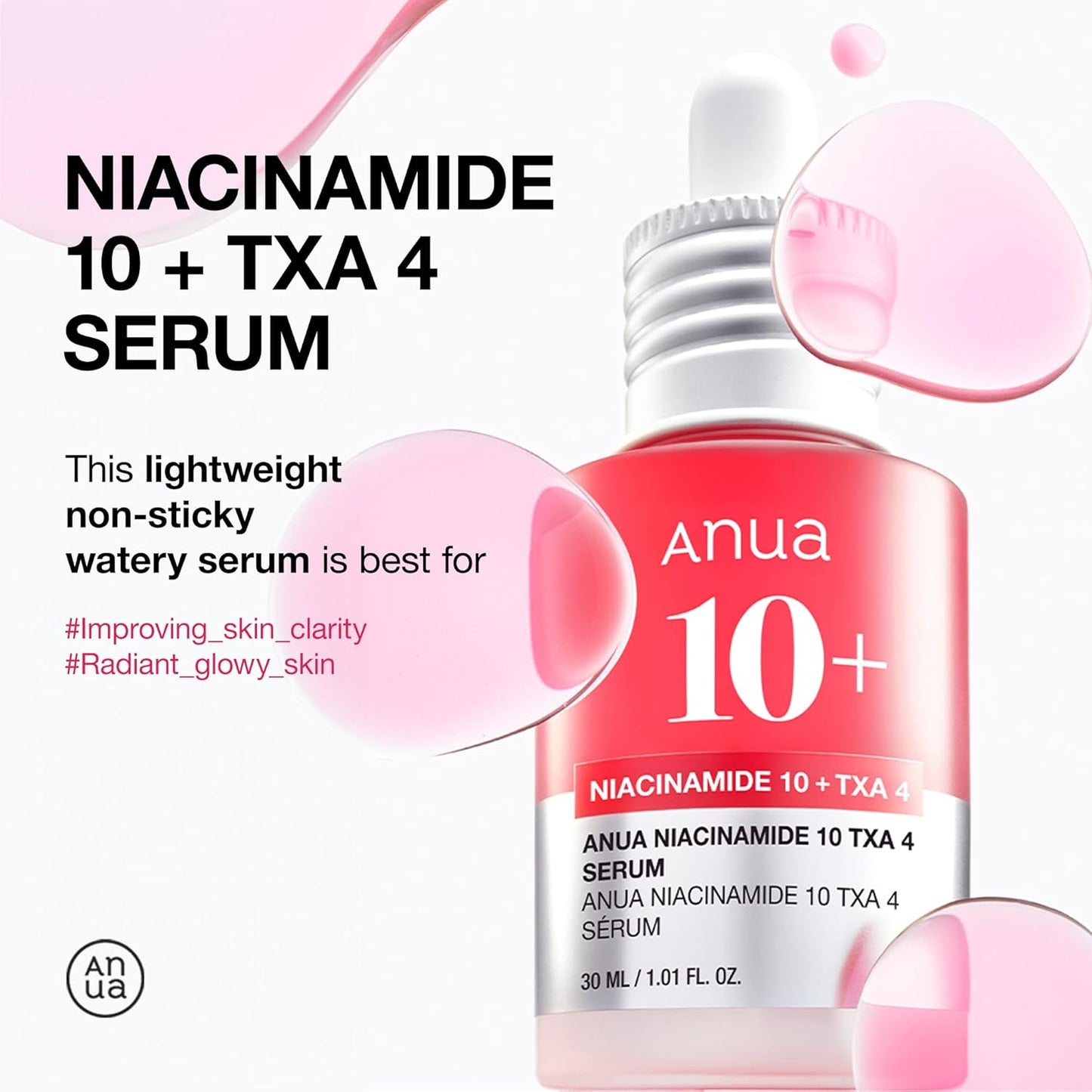 10% Niacinamide+ 4% Tranexamic Acid Serum, Ceramide, Hyaluronic Acid, Vitamin B12 Natural Color, Korean Glass Skin, Fragrance-Free, Korean Skincare, 30Ml /1.01 Fl.Oz.