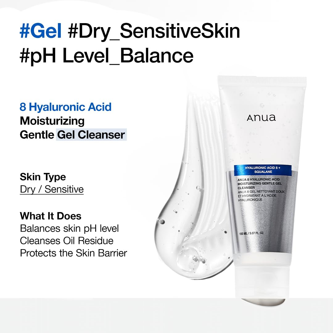 Anua 8 Hyaluronic Acid Moisturizing Gentle Gel Cleanser (150ml)